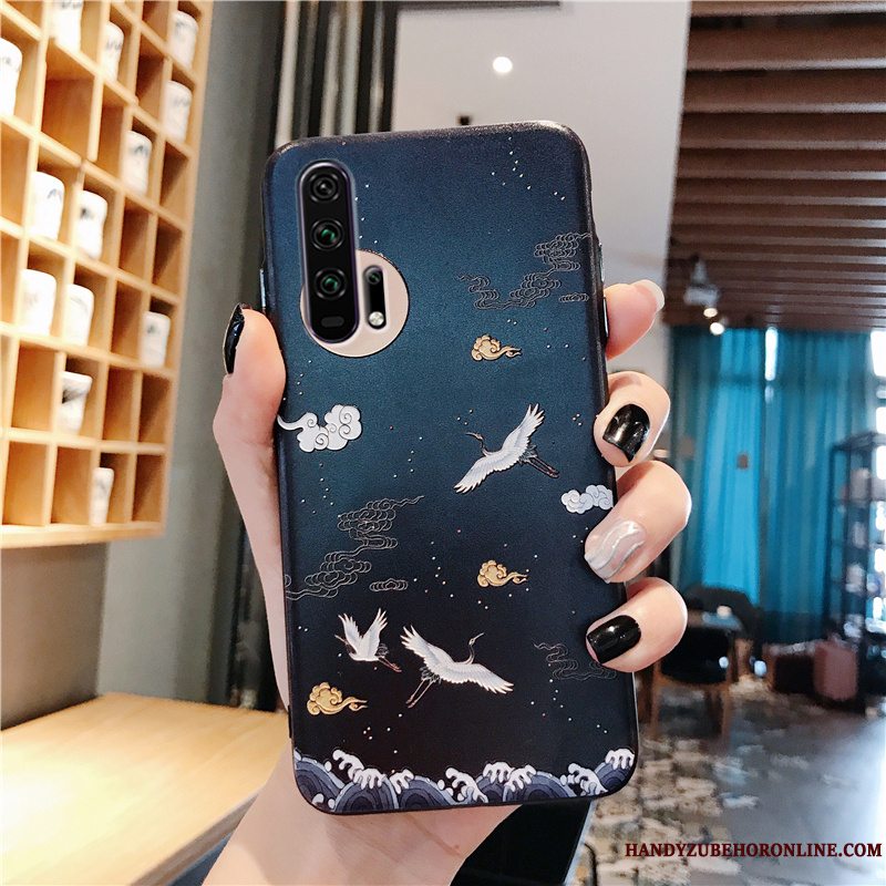 Etui Honor 20 Pro Silikone Af Personlighed Kinesisk Stil, Cover Honor 20 Pro Vintage Blå Telefon