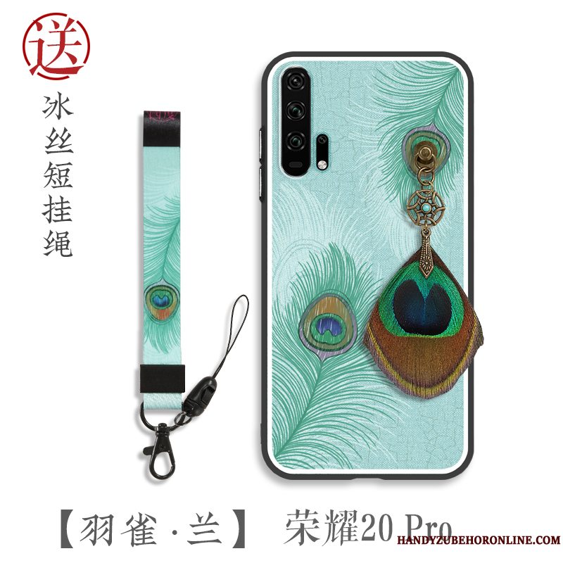 Etui Honor 20 Pro Tasker Original High End, Cover Honor 20 Pro Beskyttelse Påfugl Grøn