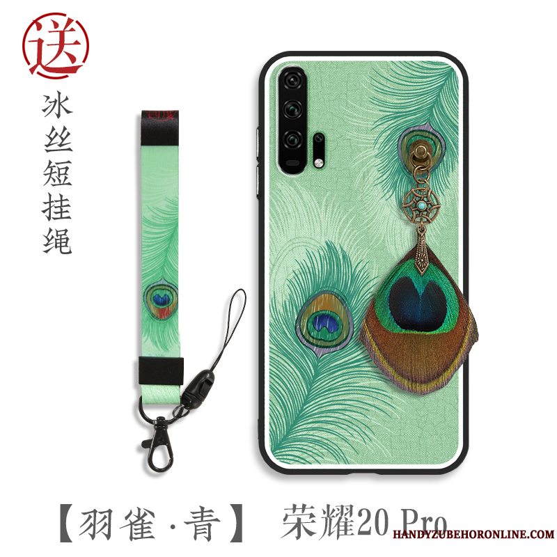 Etui Honor 20 Pro Tasker Original High End, Cover Honor 20 Pro Beskyttelse Påfugl Grøn