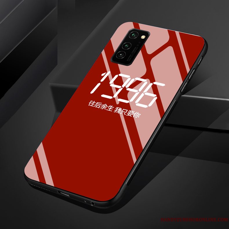 Etui Honor 30 Pro Silikone Glas Rød, Cover Honor 30 Pro Fødselsdag Telefon