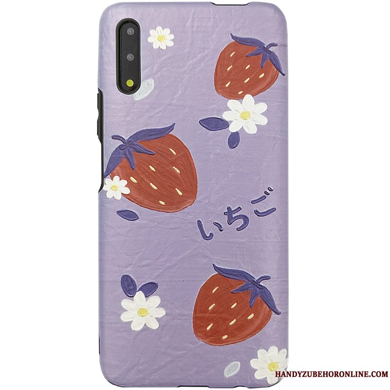 Etui Honor 9x Blød Lilla Jordbær, Cover Honor 9x Silikone Lille Sektion Cow