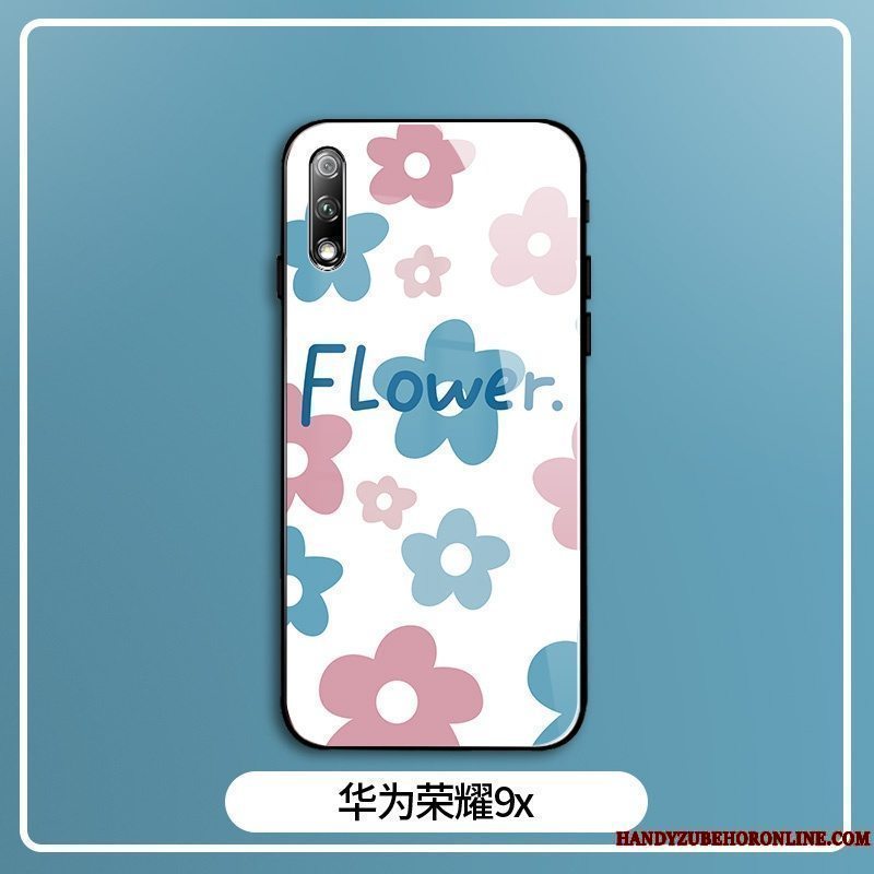 Etui Honor 9x Kreativ Telefonblomster, Cover Honor 9x Tasker Glas Net Red