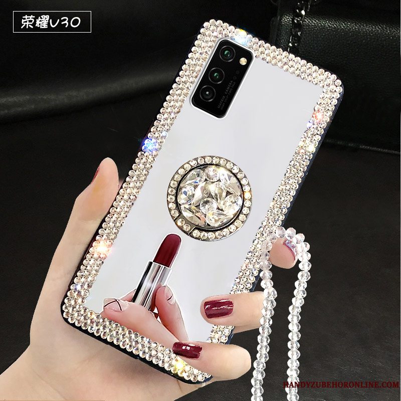 Etui Honor View30 Mode Hvid Trend, Cover Honor View30 Strass Telefonnet Red