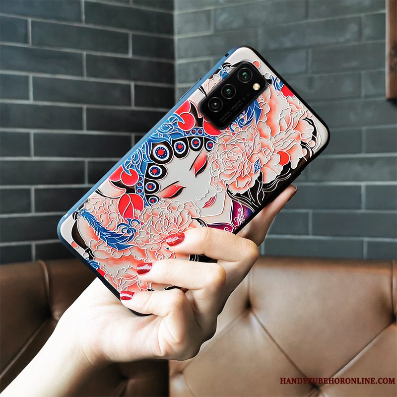 Etui Honor View30 Pro Vintage Trend Kinesisk Stil, Cover Honor View30 Pro Relief Nubuck Hua Dan