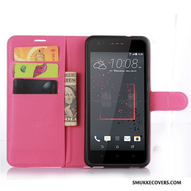 Etui Htc Desire 825 Læder Telefonkort, Cover Htc Desire 825 Beskyttelse Rød