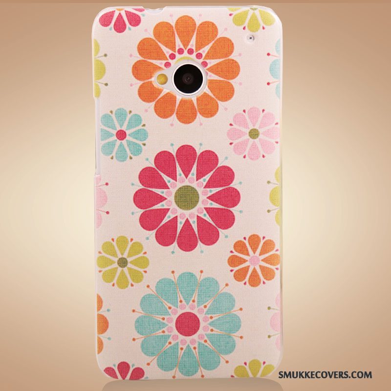 Etui Htc One M7 Farve Blomster Lilla, Cover Htc One M7 Beskyttelse Tilbehør Telefon