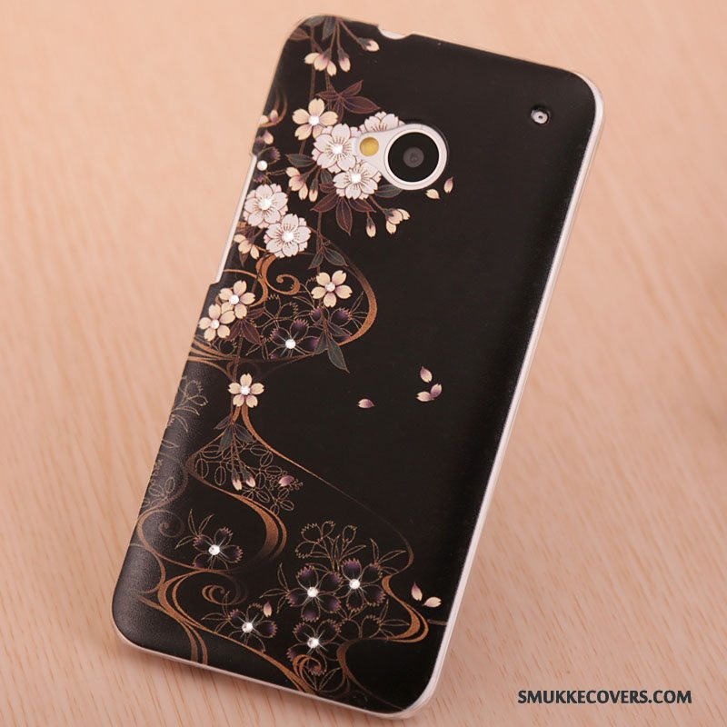 Etui Htc One M7 Malet Lyserød Telefon, Cover Htc One M7 Strass