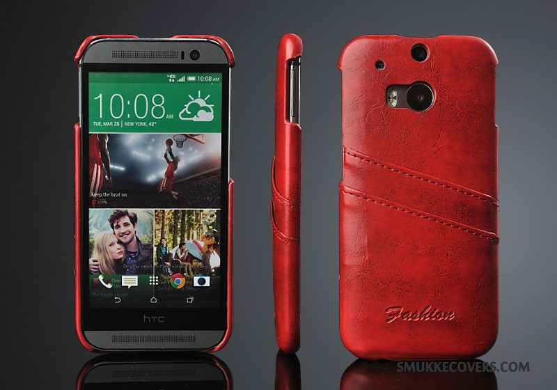 Etui Htc One M8 Læder Kort Telefon, Cover Htc One M8 Beskyttelse Bagdæksel Trend