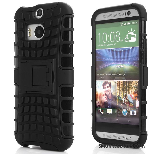 Etui Htc One M8 Silikone Rød Telefon, Cover Htc One M8 Support Anti-fald