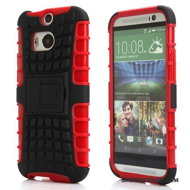 Etui Htc One M8 Silikone Rød Telefon, Cover Htc One M8 Support Anti-fald