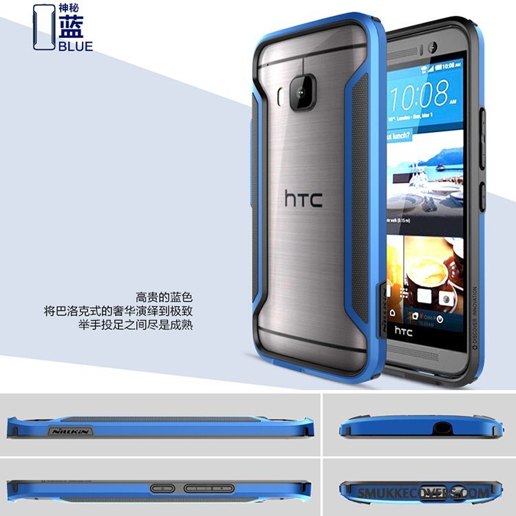 Etui Htc One M9 Beskyttelse Blå Ramme, Cover Htc One M9 Telefonguld