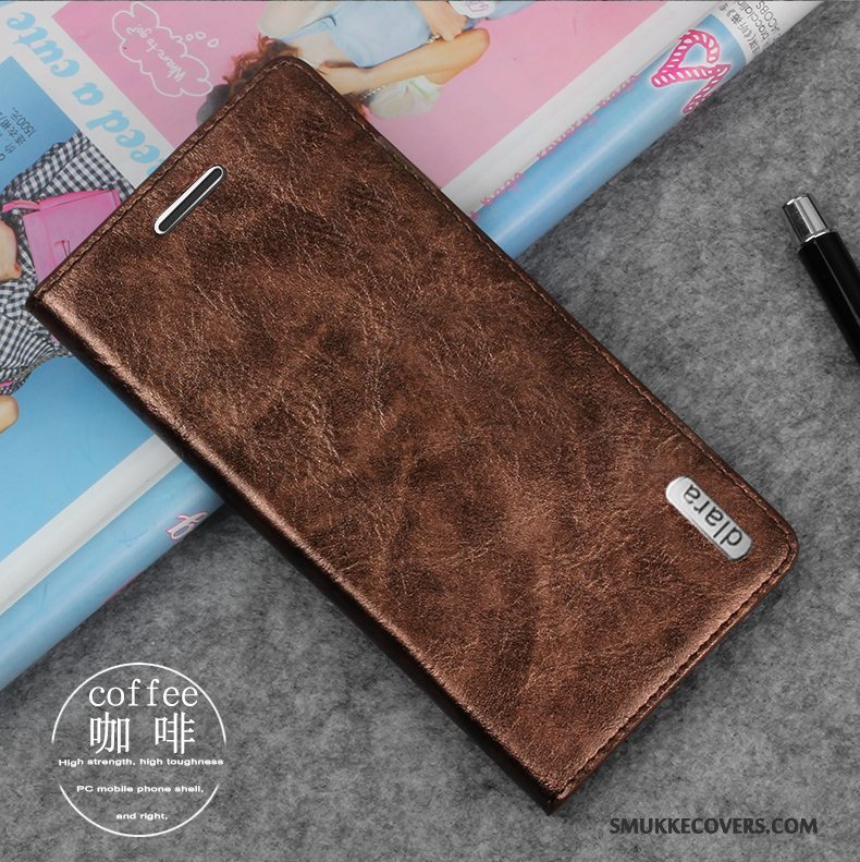 Etui Htc One M9 Læder Telefonguld, Cover Htc One M9 Beskyttelse