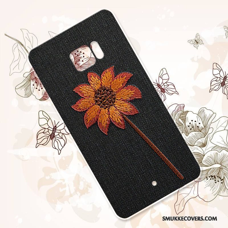 Etui Htc U Ultra Vintage Anti-fald Broderi, Cover Htc U Ultra Silikone Blomster Telefon