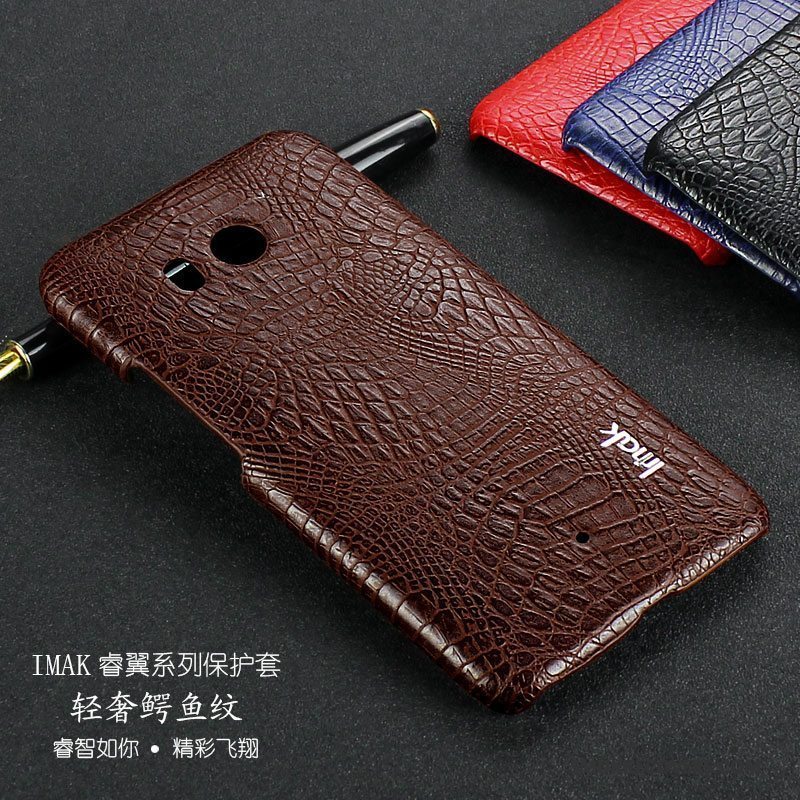 Etui Htc U11+ Kreativ Anti-fald Telefon, Cover Htc U11+ Læder Blå Krokodille Mønster