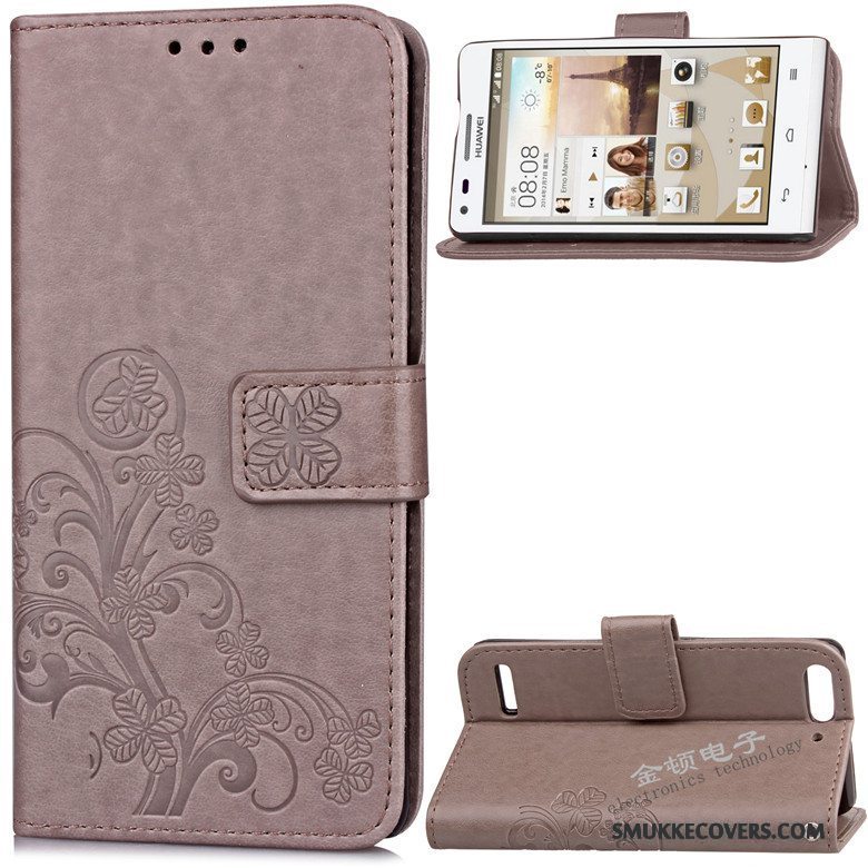 Etui Huawei Ascend G6 Folio Telefonanti-fald, Cover Huawei Ascend G6 Læder Lilla Dyb Farve