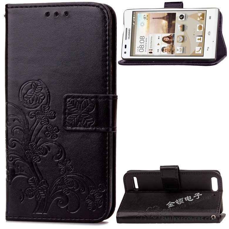 Etui Huawei Ascend G6 Folio Telefonanti-fald, Cover Huawei Ascend G6 Læder Lilla Dyb Farve