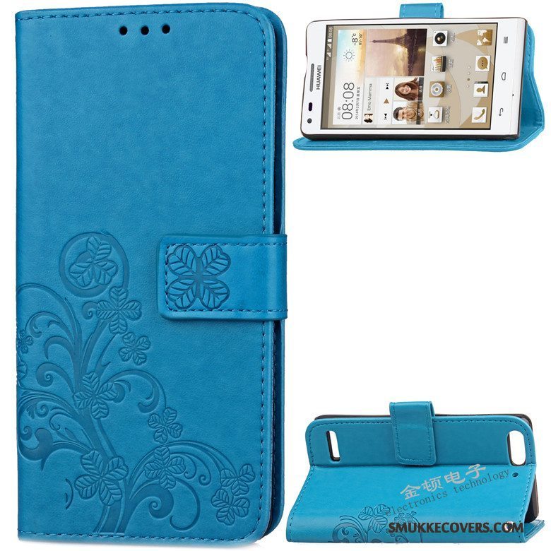 Etui Huawei Ascend G6 Folio Telefonanti-fald, Cover Huawei Ascend G6 Læder Lilla Dyb Farve