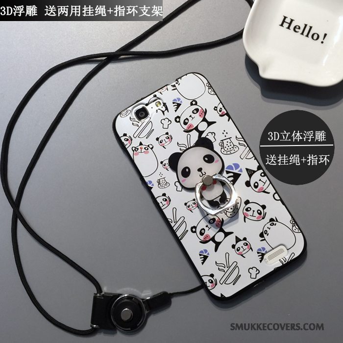 Etui Huawei Ascend G7 Cartoon Hvid Trend, Cover Huawei Ascend G7 Blød Telefonsmuk