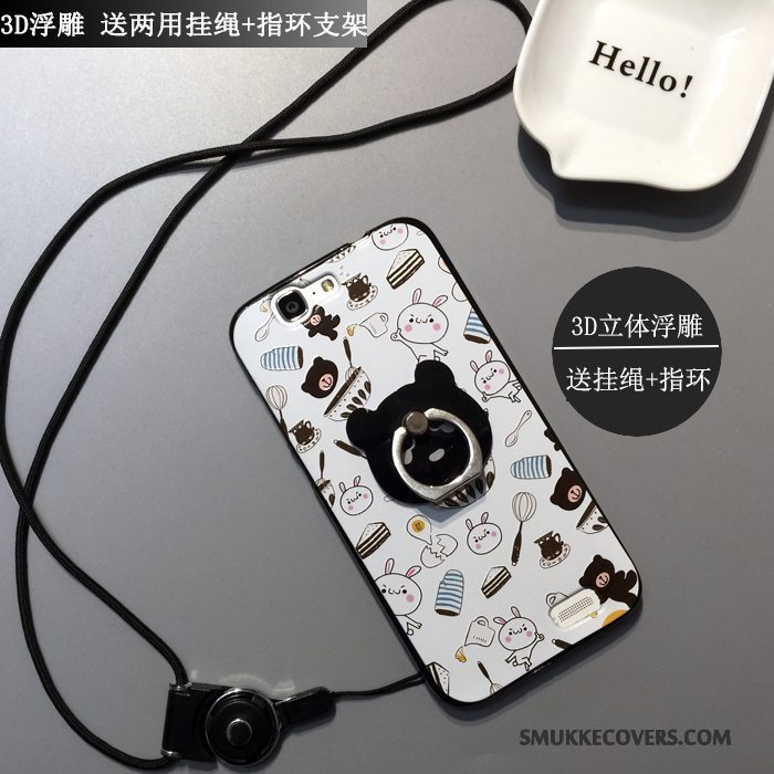 Etui Huawei Ascend G7 Cartoon Hvid Trend, Cover Huawei Ascend G7 Blød Telefonsmuk