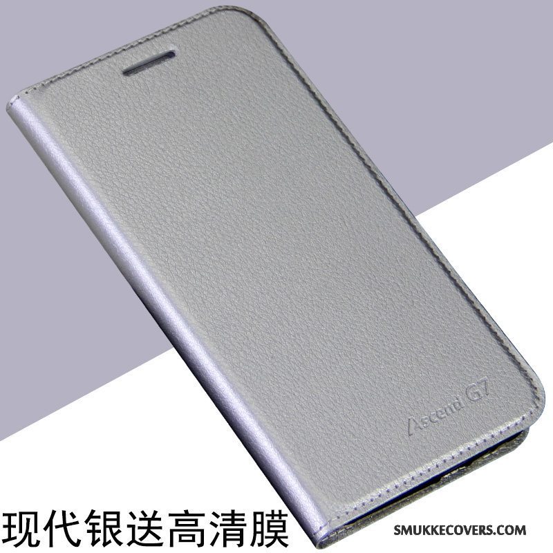 Etui Huawei Ascend G7 Folio Anti-fald Telefon, Cover Huawei Ascend G7 Læder