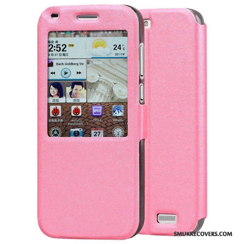 Etui Huawei Ascend G7 Læder Telefonlyserød, Cover Huawei Ascend G7 Beskyttelse