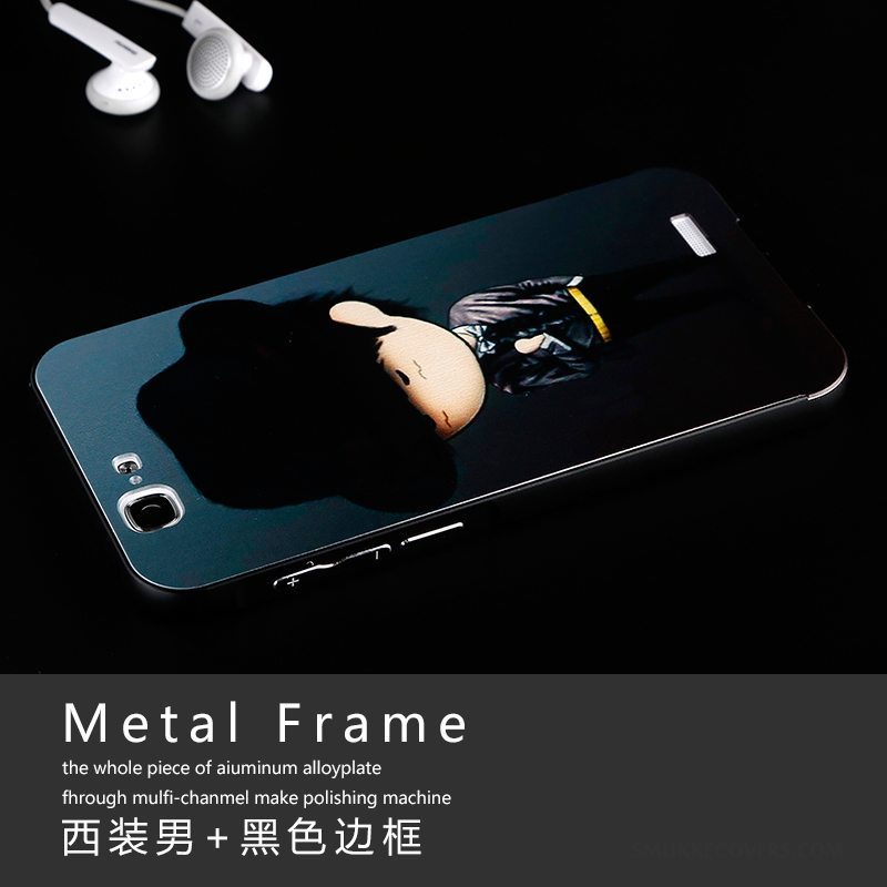 Etui Huawei Ascend G7 Metal Lyserød Ramme, Cover Huawei Ascend G7 Telefon