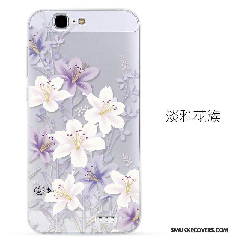 Etui Huawei Ascend G7 Relief Telefonblå, Cover Huawei Ascend G7 Beskyttelse Gennemsigtig