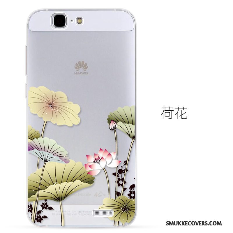 Etui Huawei Ascend G7 Relief Telefonblå, Cover Huawei Ascend G7 Beskyttelse Gennemsigtig