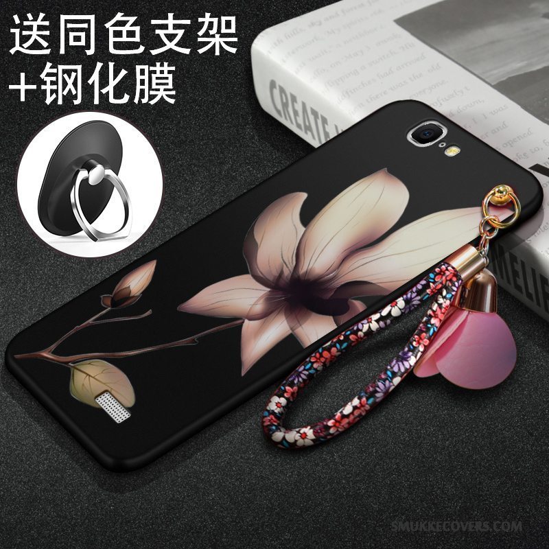 Etui Huawei Ascend G7 Silikone Nubuck Sort, Cover Huawei Ascend G7 Tasker Telefon