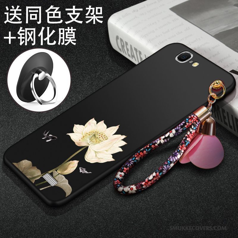 Etui Huawei Ascend G7 Silikone Nubuck Sort, Cover Huawei Ascend G7 Tasker Telefon
