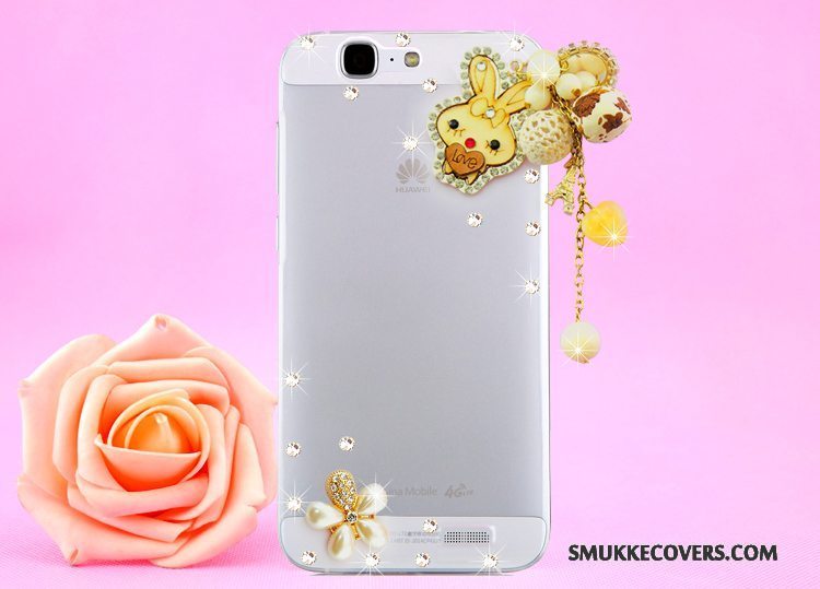 Etui Huawei Ascend G7 Strass Hængende Hals Guld, Cover Huawei Ascend G7 Beskyttelse Telefongennemsigtig