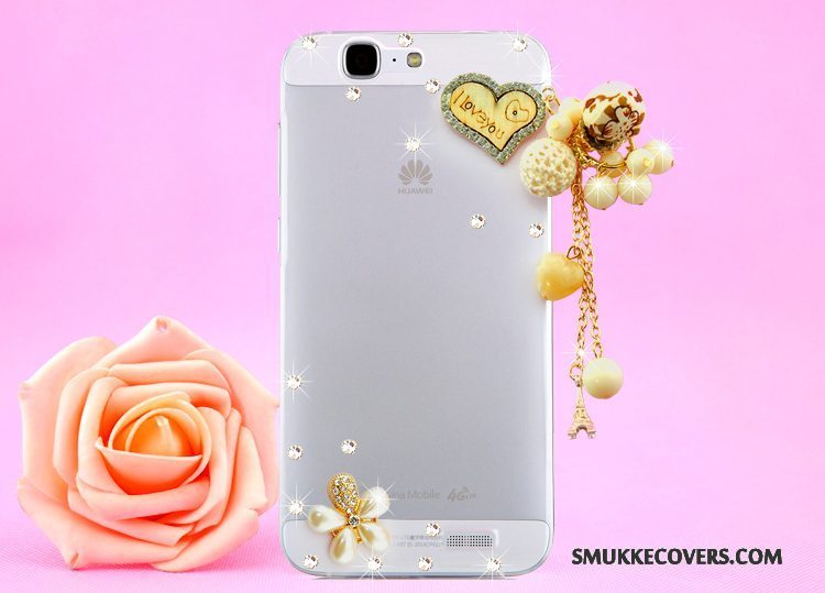 Etui Huawei Ascend G7 Strass Hængende Hals Guld, Cover Huawei Ascend G7 Beskyttelse Telefongennemsigtig