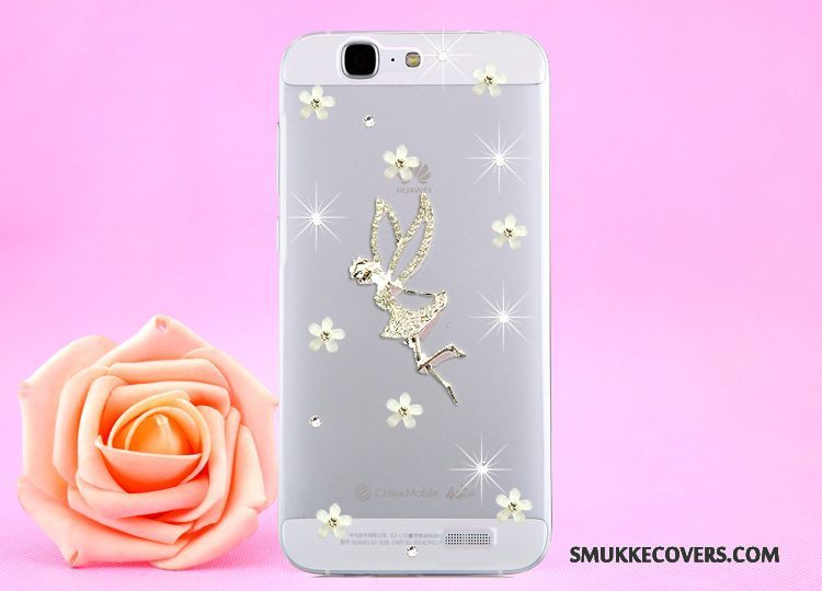 Etui Huawei Ascend G7 Strass Hængende Hals Guld, Cover Huawei Ascend G7 Beskyttelse Telefongennemsigtig