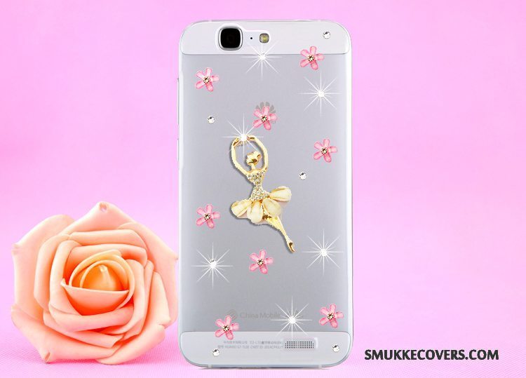 Etui Huawei Ascend G7 Strass Hængende Hals Guld, Cover Huawei Ascend G7 Beskyttelse Telefongennemsigtig