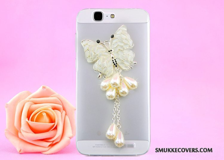 Etui Huawei Ascend G7 Strass Hængende Hals Guld, Cover Huawei Ascend G7 Beskyttelse Telefongennemsigtig