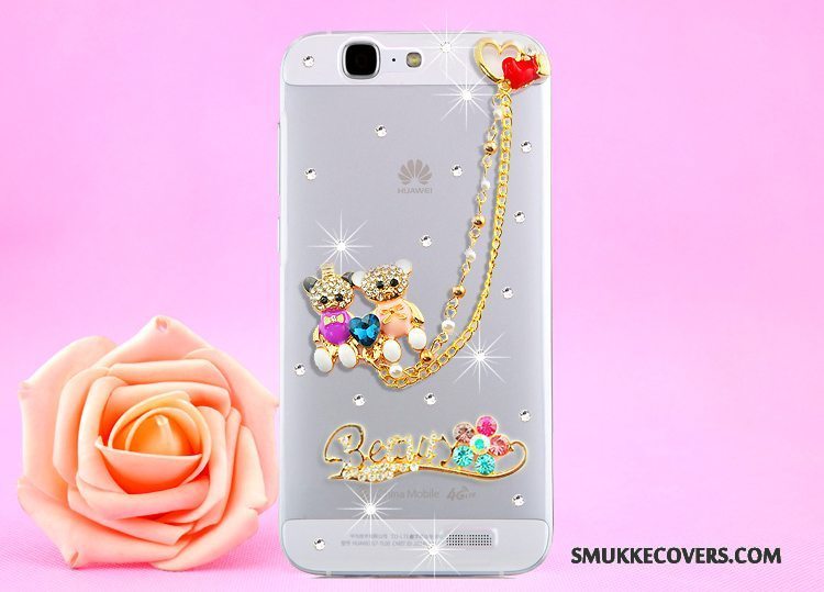 Etui Huawei Ascend G7 Strass Hængende Hals Guld, Cover Huawei Ascend G7 Beskyttelse Telefongennemsigtig