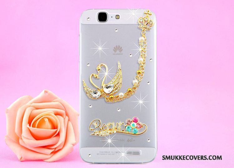 Etui Huawei Ascend G7 Strass Hængende Hals Guld, Cover Huawei Ascend G7 Beskyttelse Telefongennemsigtig