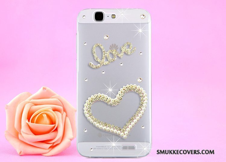 Etui Huawei Ascend G7 Strass Hængende Hals Guld, Cover Huawei Ascend G7 Beskyttelse Telefongennemsigtig