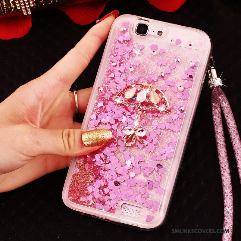 Etui Huawei Ascend G7 Strass Spænde Quicksand, Cover Huawei Ascend G7 Beskyttelse Ring Telefon