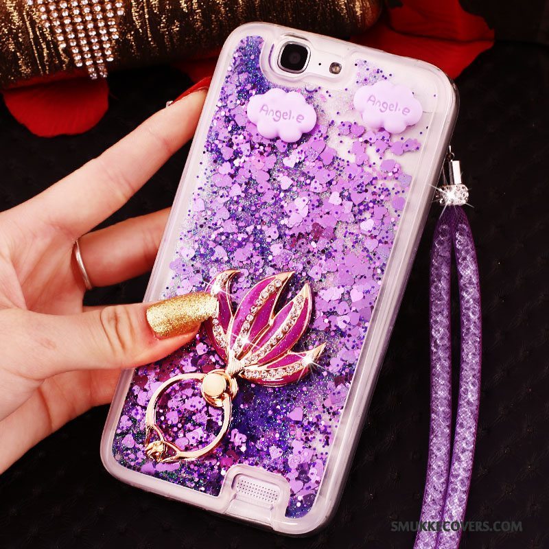 Etui Huawei Ascend G7 Strass Spænde Quicksand, Cover Huawei Ascend G7 Beskyttelse Ring Telefon