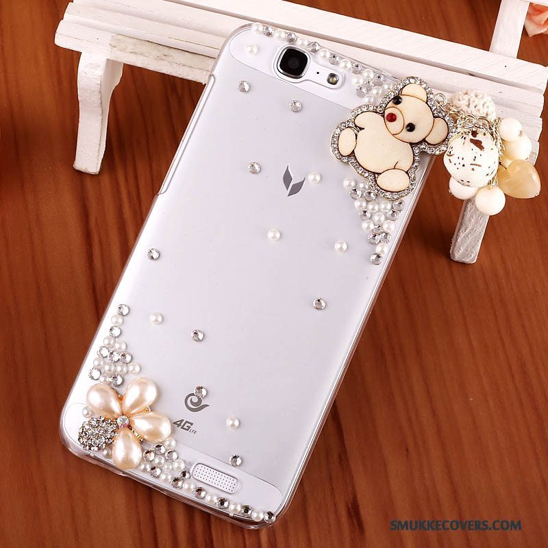 Etui Huawei Ascend G7 Strass Telefongennemsigtig, Cover Huawei Ascend G7 Beskyttelse Hård Lyserød