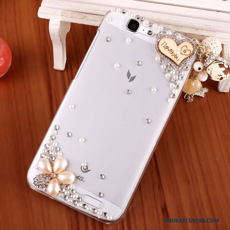 Etui Huawei Ascend G7 Strass Telefongennemsigtig, Cover Huawei Ascend G7 Beskyttelse Hård Lyserød