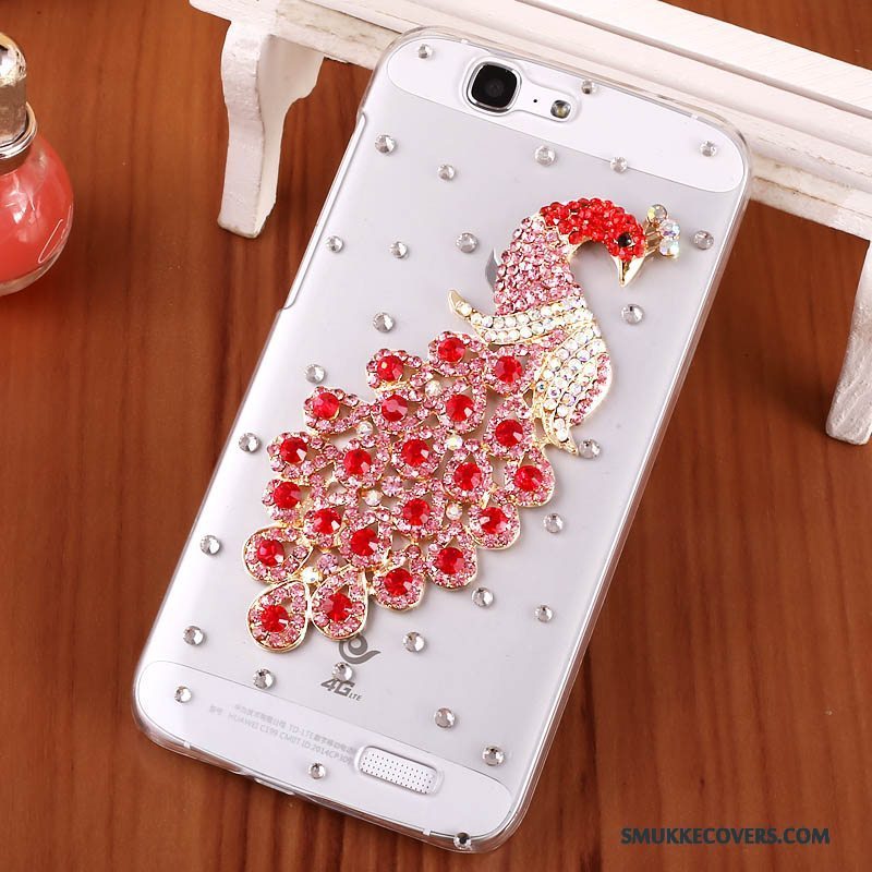 Etui Huawei Ascend G7 Strass Telefongennemsigtig, Cover Huawei Ascend G7 Beskyttelse Hård Lyserød