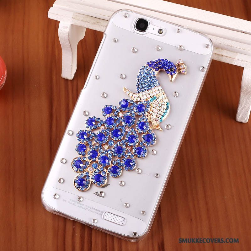 Etui Huawei Ascend G7 Strass Telefongennemsigtig, Cover Huawei Ascend G7 Beskyttelse Hård Lyserød