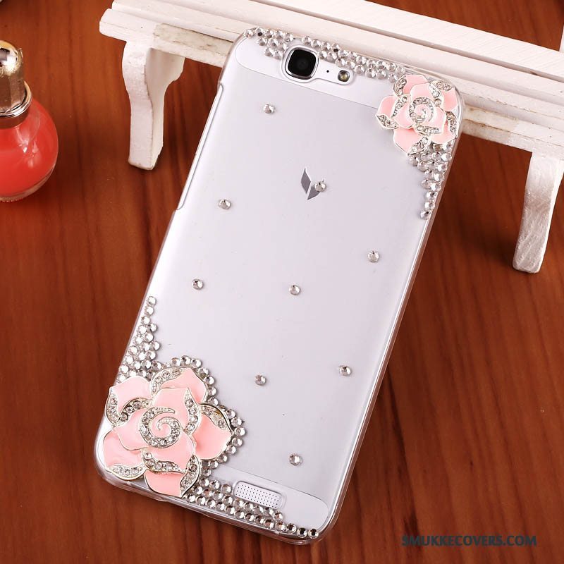 Etui Huawei Ascend G7 Strass Telefongennemsigtig, Cover Huawei Ascend G7 Beskyttelse Hård Lyserød