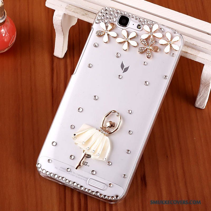 Etui Huawei Ascend G7 Strass Telefongennemsigtig, Cover Huawei Ascend G7 Beskyttelse Hård Lyserød