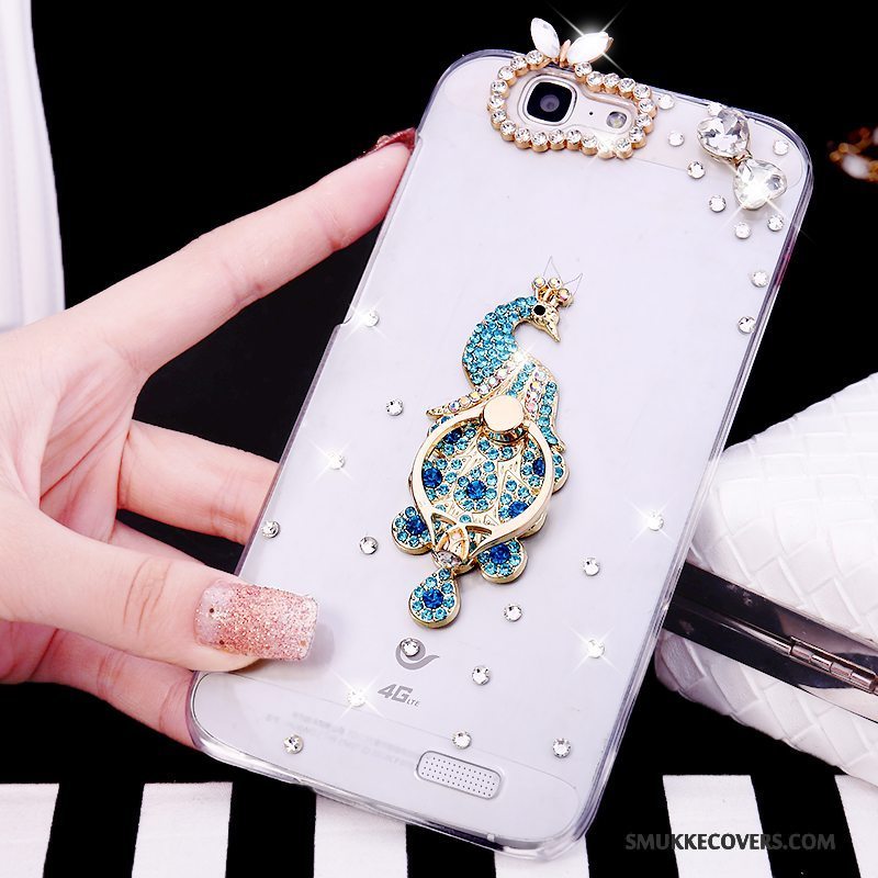 Etui Huawei Ascend G7 Strass Trend Telefon, Cover Huawei Ascend G7 Hvid Ring