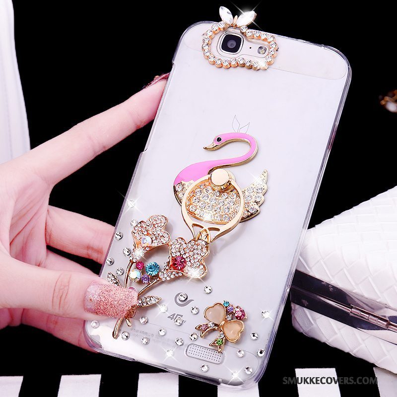 Etui Huawei Ascend G7 Strass Trend Telefon, Cover Huawei Ascend G7 Hvid Ring