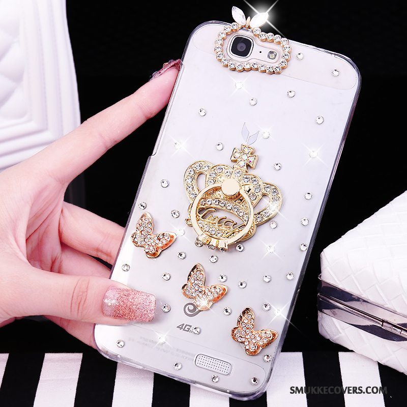 Etui Huawei Ascend G7 Strass Trend Telefon, Cover Huawei Ascend G7 Hvid Ring