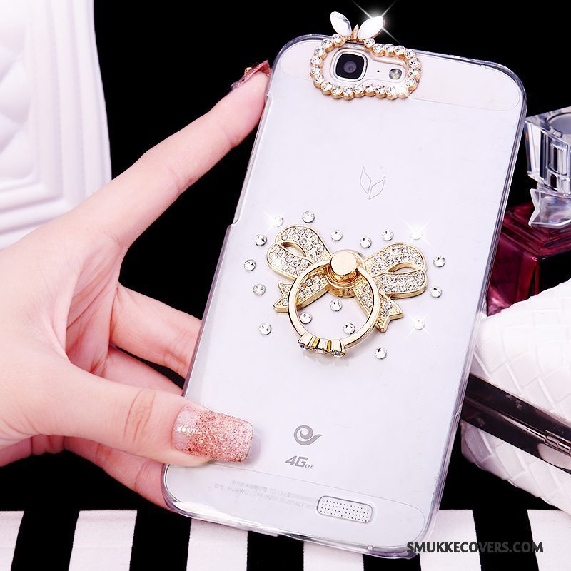 Etui Huawei Ascend G7 Strass Trend Telefon, Cover Huawei Ascend G7 Hvid Ring